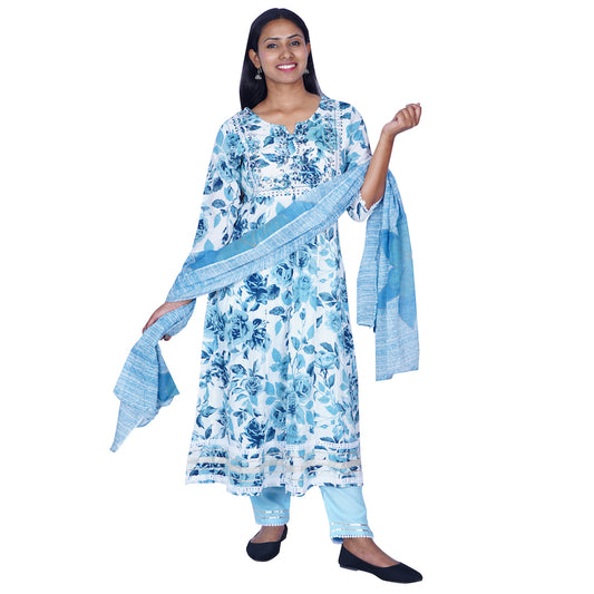 Indigo Sky Blue Anarkali