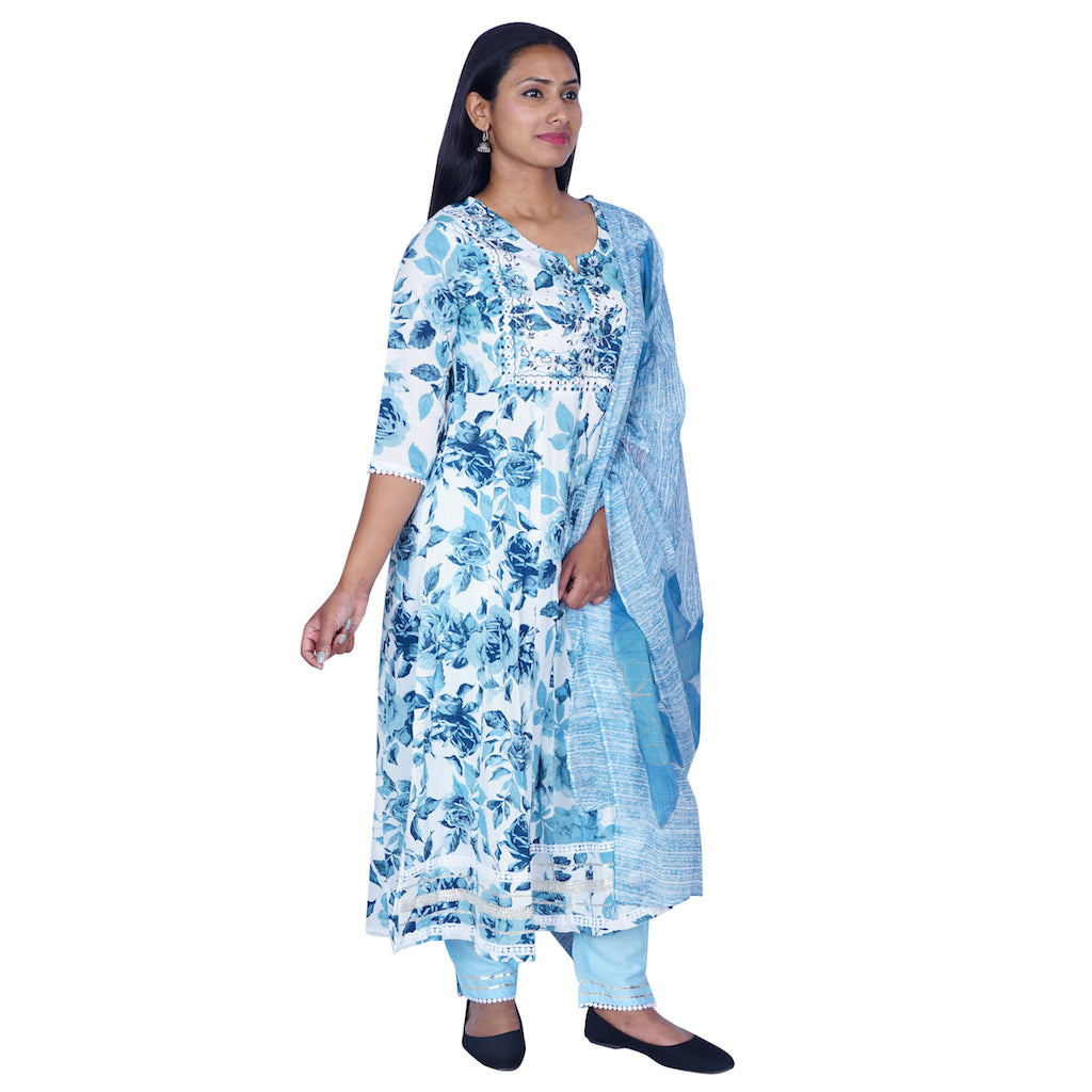 Indigo Sky Blue Anarkali