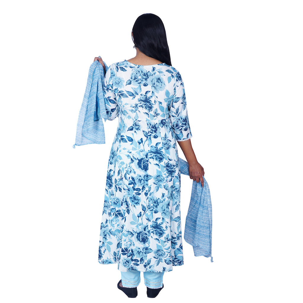 Indigo Sky Blue Anarkali